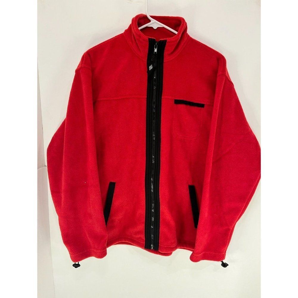 Alpine Tek Men's Active Wear Red Fleece Jacket Full Zip Small